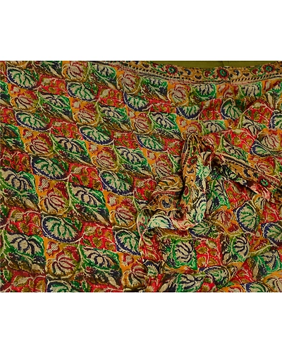Sanskriti Vintage Indian Sarees Pure Georgette Silk Printed Sari Craft Fabric, PRG-12868-Multi-Printed Floral Design-Pure Georgette Silk-12