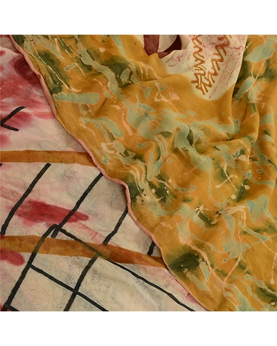 Sanskriti Vintage Sarees Multi Pure Georgette Silk Printed Sari Craft Fabric, PRG-12869-Multi Color-Printed Floral Design-Pure Georgette Silk-1