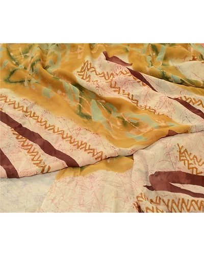 Sanskriti Vintage Sarees Multi Pure Georgette Silk Printed Sari Craft Fabric, PRG-12869-Multi Color-Printed Floral Design-Pure Georgette Silk-4