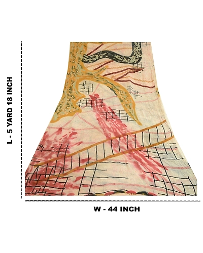 Sanskriti Vintage Sarees Multi Pure Georgette Silk Printed Sari Craft Fabric, PRG-12869-Multi Color-Printed Floral Design-Pure Georgette Silk-5