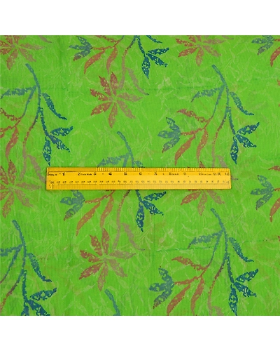 Sanskriti Vintage Green Sarees Pure Georgette Silk Printed Sari Craft Fabric, PRG-12877-Green-Printed Floral Design-Pure Georgette Silk-7