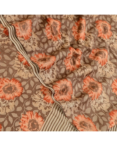 Sanskriti Vintage Brown/Cream Sarees Pure Georgette Silk Print Sari Craft Fabric, PRG-12886-Brown &amp; Cream-Printed Floral Design-Pure Georgette Silk-1