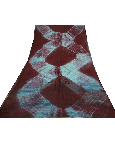 Sanskriti Vintage Sarees Brown/Blue Pure Georgette Silk Print Sari Craft Fabric, PRG-12887-Brown &amp; Blue-Printed Floral Design-Pure Georgette Silk-10