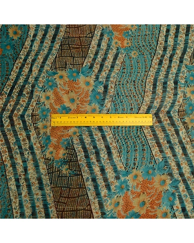 Sanskriti Vintage Sarees Blue Pure Georgette Silk Printed Sari 5Yd Craft Fabric, PRG-12964-Blue-Printed Floral Design-Pure Georgette Silk-7