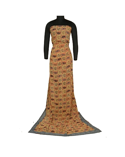 Sanskriti Vintage Sarees From India Yellow Georgette Printed Sari Craft Fabric, PRG-12989-Yellow-Printed Floral Design-Poly Georgette-3