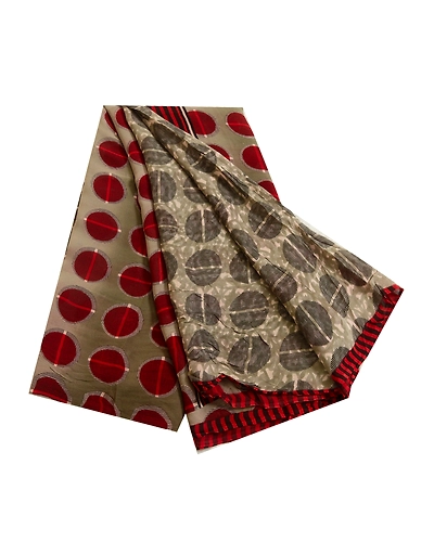 Sanskriti Vintage Sarees Red/Gray Pure Georgette Silk Printed Sari Craft Fabric, PRG-12991-Red &amp; Gray-Printed Floral Design-Pure Georgette Silk-2