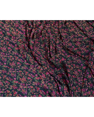 Sanskriti Vintage Sarees Indian Blue Georgette Printed Sari Floral Craft Fabric, PRG-13024-Blue-Printed Floral Design-Poly Georgette-8