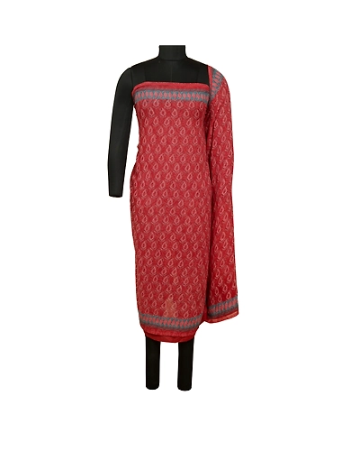 Sanskriti Vintage Sarees From India Red Printed Georgette Sari 5Yd Craft Fabric, PRG-13031-Red-Printed Floral Design-Poly Georgette-3
