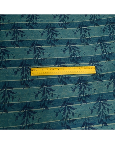 Sanskriti Vintage Sarees Blue/Green Pure Georgette Silk Print Sari Craft Fabric, PRG-13047-Blue &amp; Green-Printed Floral Design-Pure Georgette Silk-7