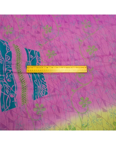 Sanskriti Vintage Sarees Purplegreen Pure Georgette Silk Print Sari Craft Fabric, PRG-13066-Purple &amp; Green-Printed Floral Design-Pure Georgette Silk-8