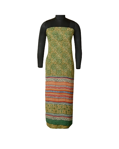 Sanskriti Vintage Sarees Green 100% Pure Georgette Silk Print Sari Craft Fabric, PRG-13071-Green-Printed Floral Design-Pure Georgette Silk-3