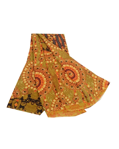 Sanskriti Vintage Sarees Green Digital Printed Pure Georgette Sari Craft Fabric, PRG-13076-Green-Printed Floral Design-Pure Georgette Silk-2