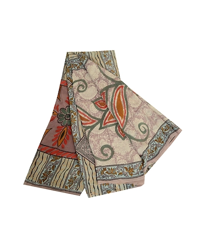 Sanskriti Vintage Sarees Gray 100% Pure Georgette Silk Printed Sari Craft Fabric, PRG-13088-Gray-Printed Floral Design-Pure Georgette Silk-2