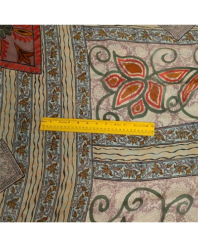 Sanskriti Vintage Sarees Gray 100% Pure Georgette Silk Printed Sari Craft Fabric, PRG-13088-Gray-Printed Floral Design-Pure Georgette Silk-7