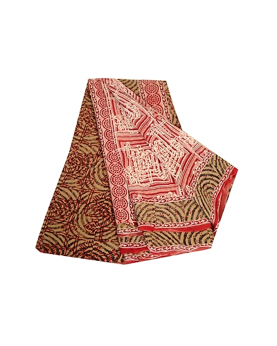 Sanskriti Vintage Sarees Red 100% Pure Georgette Silk Printed Sari Craft Fabric, PRG-13089-Red-Printed Floral Design-Pure Georgette Silk-2