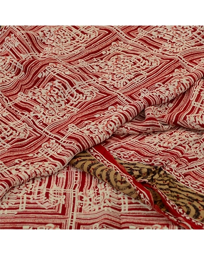 Sanskriti Vintage Sarees Red 100% Pure Georgette Silk Printed Sari Craft Fabric, PRG-13089-Red-Printed Floral Design-Pure Georgette Silk-3