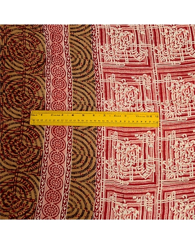 Sanskriti Vintage Sarees Red 100% Pure Georgette Silk Printed Sari Craft Fabric, PRG-13089-Red-Printed Floral Design-Pure Georgette Silk-7