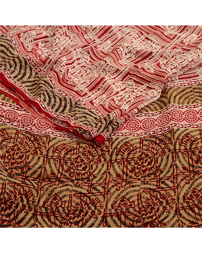 Sanskriti Vintage Sarees Red 100% Pure Georgette Silk Printed Sari Craft Fabric, PRG-13089-Red-Printed Floral Design-Pure Georgette Silk-9