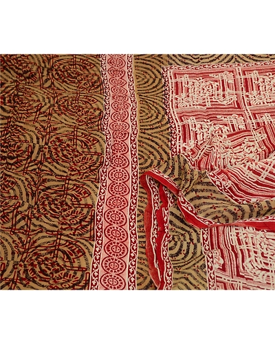 Sanskriti Vintage Sarees Red 100% Pure Georgette Silk Printed Sari Craft Fabric, PRG-13089-Red-Printed Floral Design-Pure Georgette Silk-11