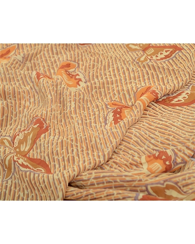 Sanskriti Vintage Ivory/Brown Sarees Pure Georgette Printed Sari Craft Fabric, PRG-13116-Ivory &amp; Brown-Printed Work-Pure Georgette-3