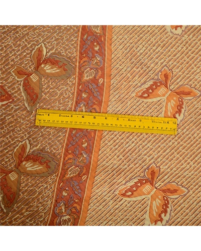 Sanskriti Vintage Ivory/Brown Sarees Pure Georgette Printed Sari Craft Fabric, PRG-13116-Ivory &amp; Brown-Printed Work-Pure Georgette-7