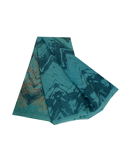Sanskriti Vintage Blue Sarees Pure Georgette Silk Printed Sari Craft Fabric, PRG-13117-Blue-Printed Work-Pure Georgette-2