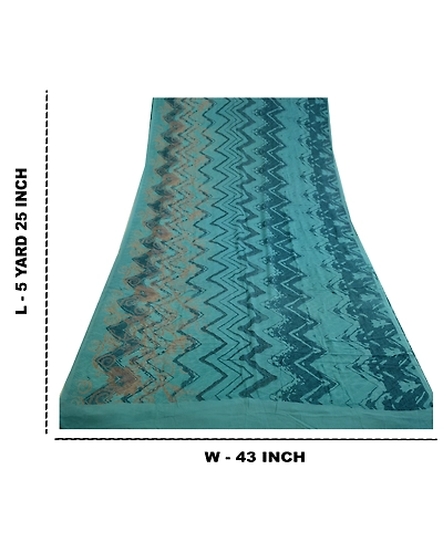 Sanskriti Vintage Blue Sarees Pure Georgette Silk Printed Sari Craft Fabric, PRG-13117-Blue-Printed Work-Pure Georgette-4