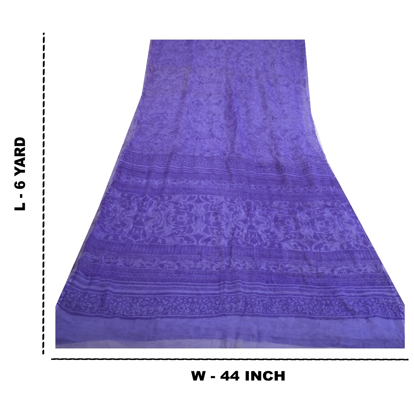 Sanskriti Vintage Purple Sarees Pure Chiffon Silk Printed Sari Craft 5 Yd Fabric, PRG-13120-Purple-Printed Work-Pure Chiffon Silk-5