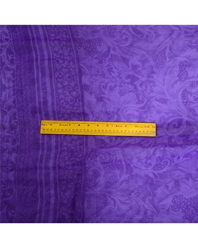 Sanskriti Vintage Purple Sarees Pure Chiffon Silk Printed Sari Craft 5 Yd Fabric, PRG-13120-Purple-Printed Work-Pure Chiffon Silk-8
