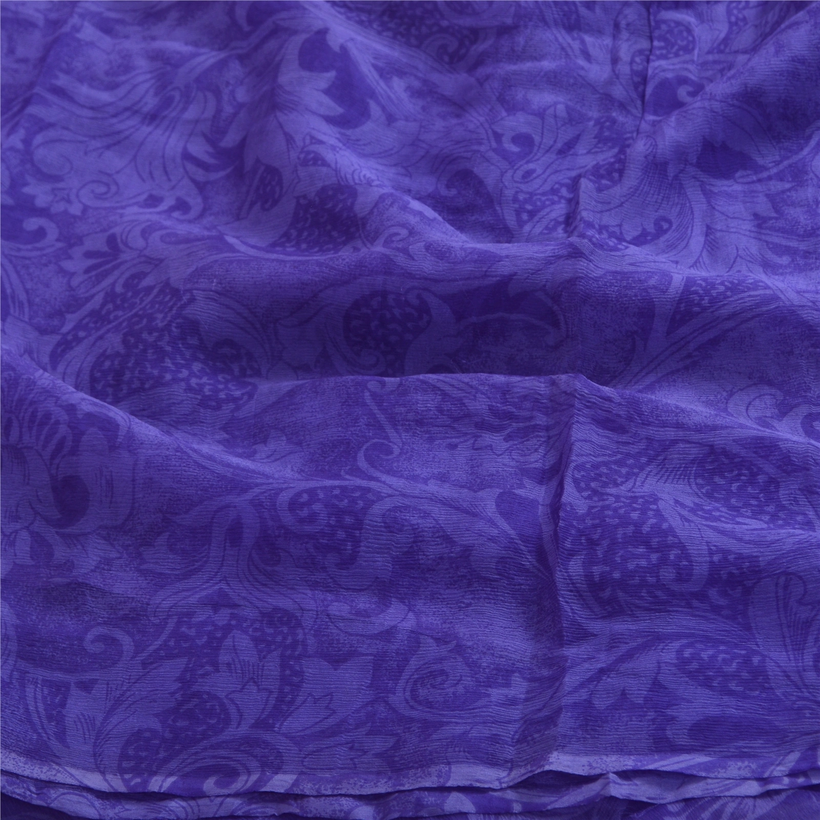 Sanskriti Vintage Purple Sarees Pure Chiffon Silk Printed Sari Craft 5 Yd Fabric, PRG-13120-Purple-Printed Work-Pure Chiffon Silk-9