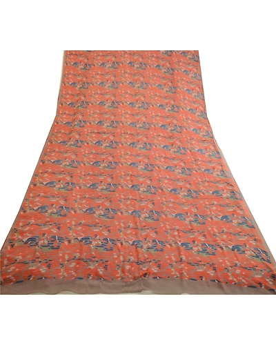 Sanskriti Vintage Orange Sarees Pure Georgette Silk Printed Sari Craft Fabric, PRG-13127-Orange-Printed Work-Pure Georgette Silk-11