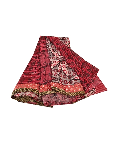 Sanskriti Vintage Sarees Red Blend Georgette Floral Printed Sari Craft Fabric, PRG-10004-Red-Printed Floral Design-Georgette-2