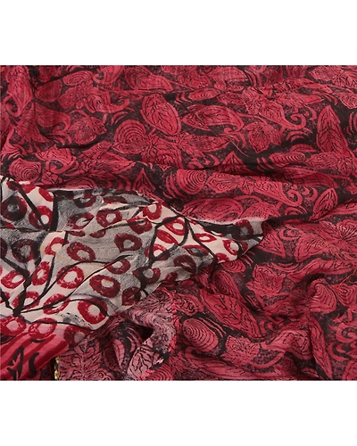Sanskriti Vintage Sarees Red Blend Georgette Floral Printed Sari Craft Fabric, PRG-10004-Red-Printed Floral Design-Georgette-3