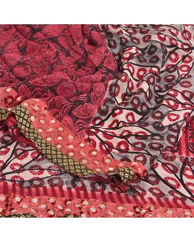 Sanskriti Vintage Sarees Red Blend Georgette Floral Printed Sari Craft Fabric, PRG-10004-Red-Printed Floral Design-Georgette-10