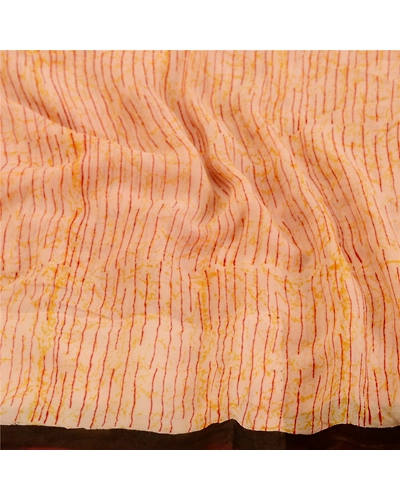 Sanskriti Vintage Peach Sarees Pure Georgette Silk Printed Sari 5Yd Craft Fabric, PRG-10038-Peach-Printed Floral Design-Pure Georgette Silk-7