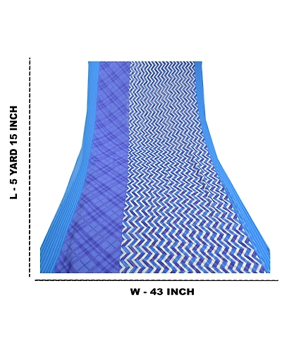 Sanskriti Vintage Blue Sarees Poly Georgette Printed Sari 5Yd Soft Craft Fabric, PRG-10049-Blue-Printed Floral Design-Poly Georgette-4