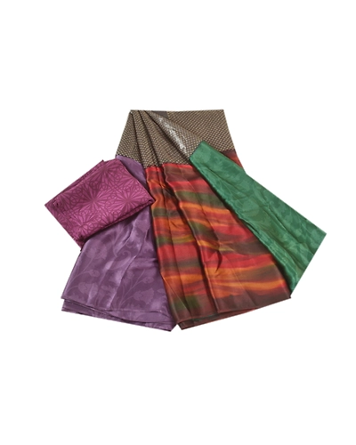 Sanskriti Vintage Sarees Pure Satin Silk Printed Blouse Piece Sari Craft Fabric, PRG-10073-Multi-Color-Printed Floral Design-Pure Satin Silk-2