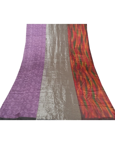 Sanskriti Vintage Sarees Pure Satin Silk Printed Blouse Piece Sari Craft Fabric, PRG-10073-Multi-Color-Printed Floral Design-Pure Satin Silk-9