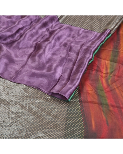 Sanskriti Vintage Sarees Pure Satin Silk Printed Blouse Piece Sari Craft Fabric, PRG-10073-Multi-Color-Printed Floral Design-Pure Satin Silk-10