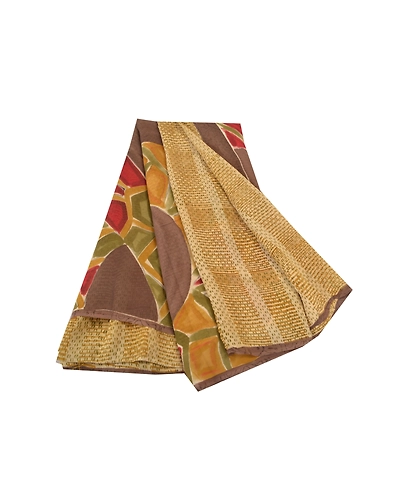Sanskriti Vintage Beige Sarees Pure Georgette Silk Printed Sari Craft Fabric, PRG-10091-Beige-Printed Design-Pure Georgette Silk-2
