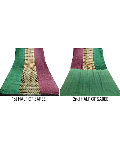 Sanskriti Vintage Sarees Pure Satin Silk Printed Sari Floral 5Yd Craft Fabric, PRG-10116-Multi-Color-Printed Floral Design-Pure Satin Silk-5
