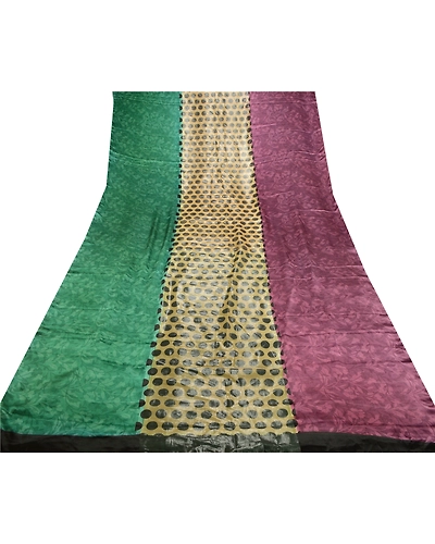 Sanskriti Vintage Sarees Pure Satin Silk Printed Sari Floral 5Yd Craft Fabric, PRG-10116-Multi-Color-Printed Floral Design-Pure Satin Silk-8