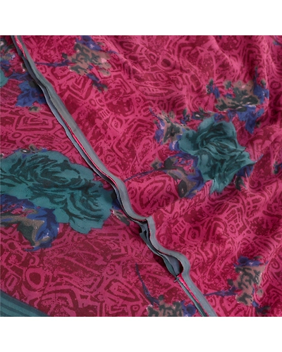 Sanskriti Vintage Purple Sarees Pure Georgette Silk Printed Sari Craft Fabric, PRG-10153-Purple-Printed Floral Design-Pure Georgette Silk-1