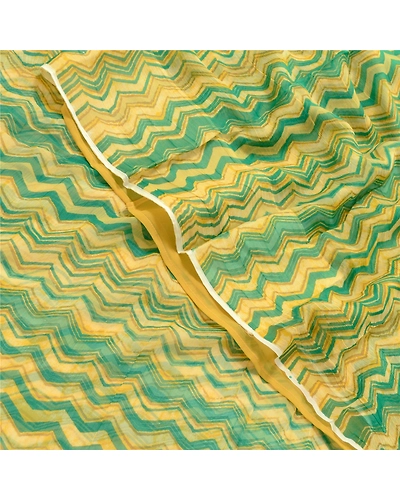Sanskriti Vintage Green Sarees Blend Georgette Printed Sari 5Yd Craft Fabric, PRG-10162-Green-Printed Floral Design-Blend Georgette-1