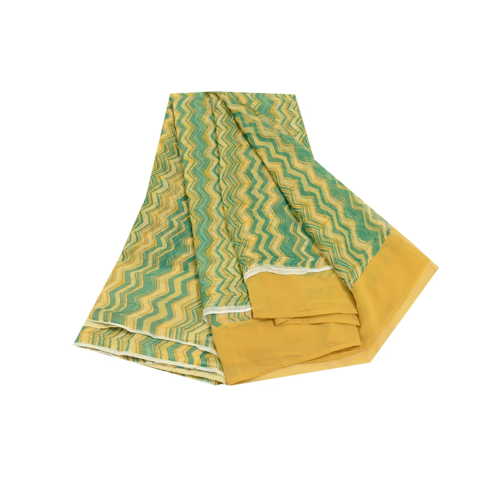 Sanskriti Vintage Green Sarees Blend Georgette Printed Sari 5Yd Craft Fabric, PRG-10162-Green-Printed Floral Design-Blend Georgette-2