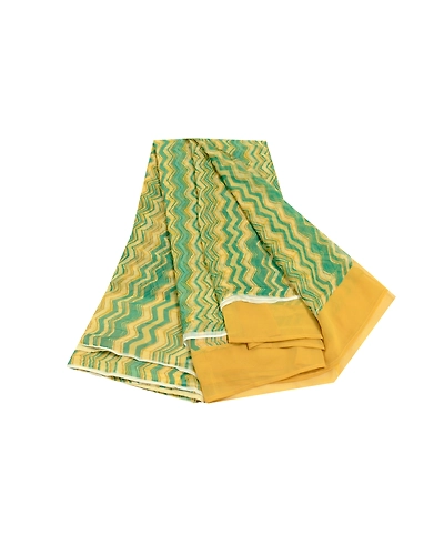 Sanskriti Vintage Green Sarees Blend Georgette Printed Sari 5Yd Craft Fabric, PRG-10162-Green-Printed Floral Design-Blend Georgette-2