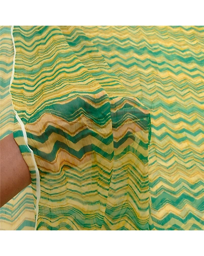 Sanskriti Vintage Green Sarees Blend Georgette Printed Sari 5Yd Craft Fabric, PRG-10162-Green-Printed Floral Design-Blend Georgette-4