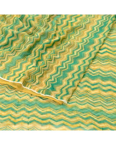 Sanskriti Vintage Green Sarees Blend Georgette Printed Sari 5Yd Craft Fabric, PRG-10162-Green-Printed Floral Design-Blend Georgette-7