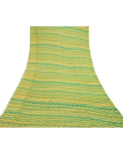 Sanskriti Vintage Green Sarees Blend Georgette Printed Sari 5Yd Craft Fabric, PRG-10162-Green-Printed Floral Design-Blend Georgette-8