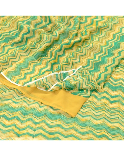 Sanskriti Vintage Green Sarees Blend Georgette Printed Sari 5Yd Craft Fabric, PRG-10162-Green-Printed Floral Design-Blend Georgette-9